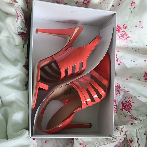 Calvin Klein Pink and Gold Strappy Heels - Picture 1 of 6